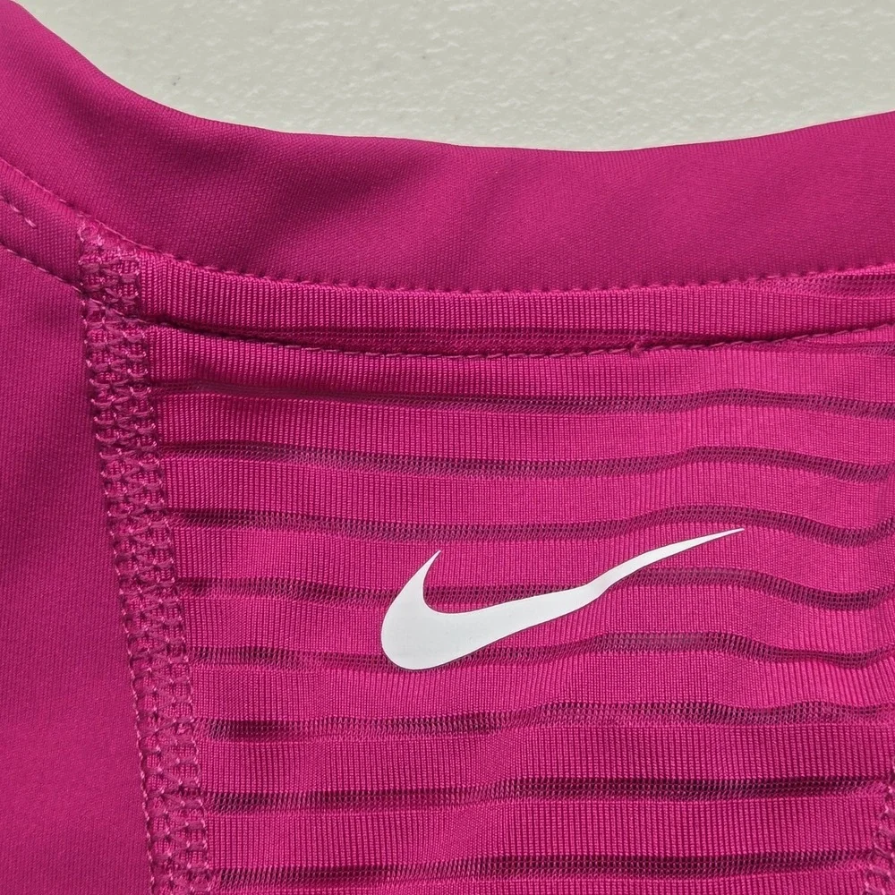 Nike Women Sports Bra Large Pink Pro Dri FIT Pullover  Zipper Pullover READ